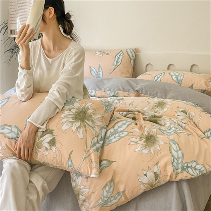 91家纺网 家纺一手货源 找家纺 棉乐町家居 2025新款全棉长绒棉磨毛四件套 花香溢梦-玉