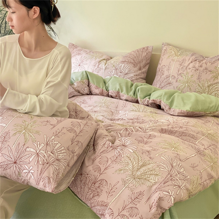 91家纺网 家纺一手货源 找家纺 棉乐町家居 2025新款全棉长绒棉磨毛四件套 南枝