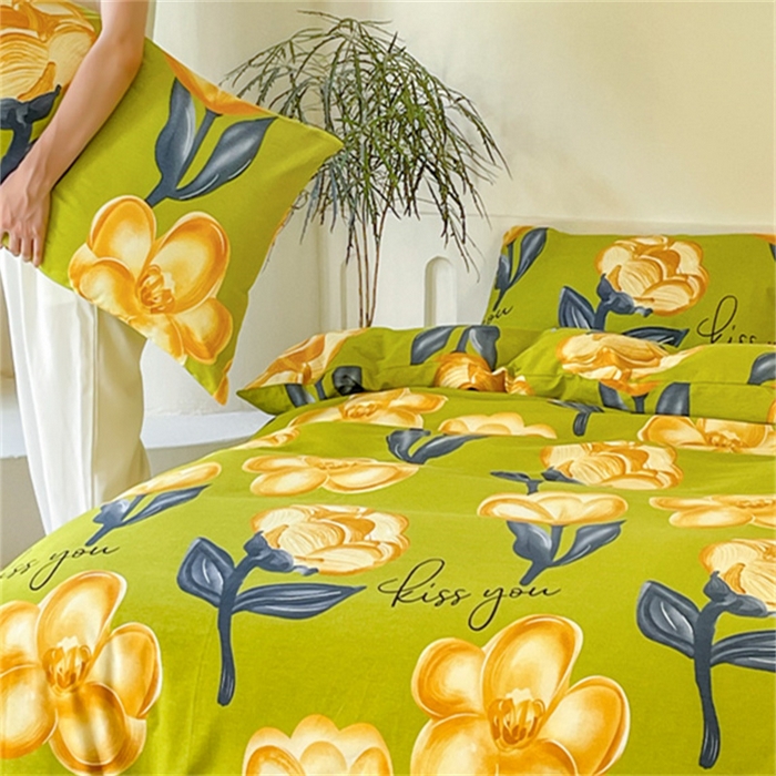 91家纺网 家纺一手货源 找家纺 棉乐町家居 2025新款全棉长绒棉磨毛四件套 禾嘉