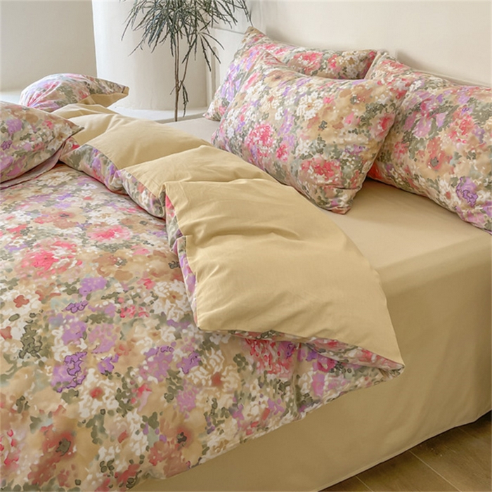 91家纺网 家纺一手货源 找家纺 棉乐町家居 2025新款全棉长绒棉磨毛四件套 莫奈花园