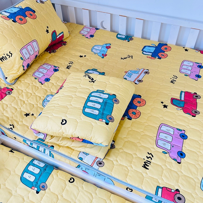 91家纺网 家纺一手货源 找家纺 小虾米 2023新款全棉卡通上下床夹棉系列被套 小汽车黄