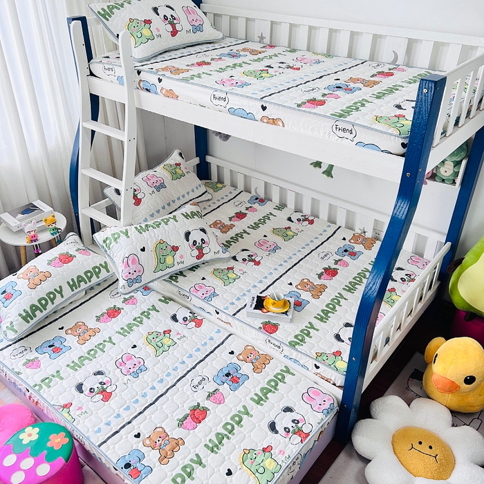 91家纺网 家纺一手货源 找家纺 小虾米 2023新款全棉卡通上下床夹棉系列床笠 呆小萌