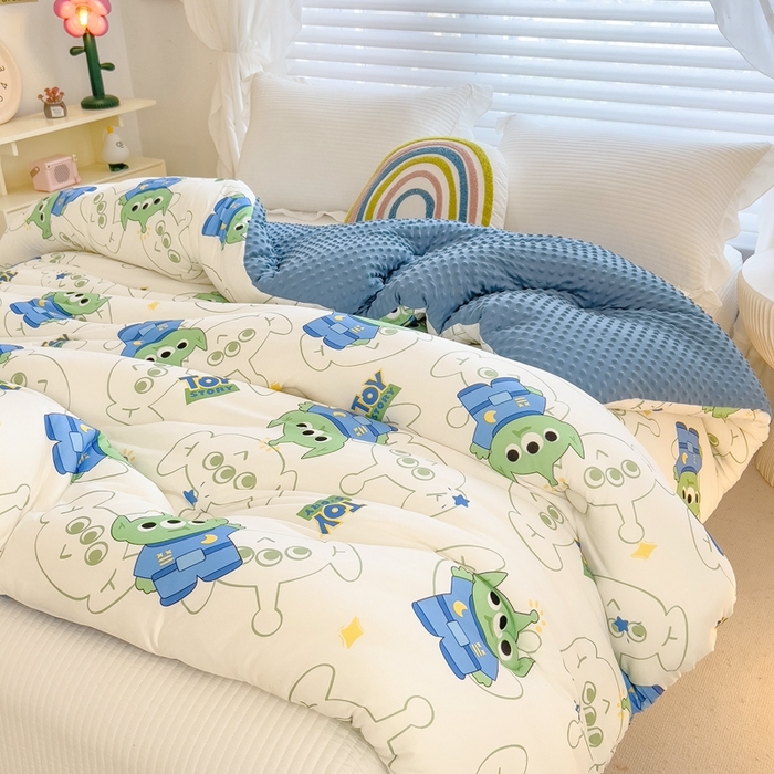 91家纺网 家纺一手货源 找家纺 米菲2023新款A类针织棉豆豆被冬被春秋被被芯被子 0三眼怪