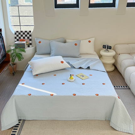 诗黛尔 2023秋冬新款全棉刺绣床单三件套可搭配被套 天空蓝