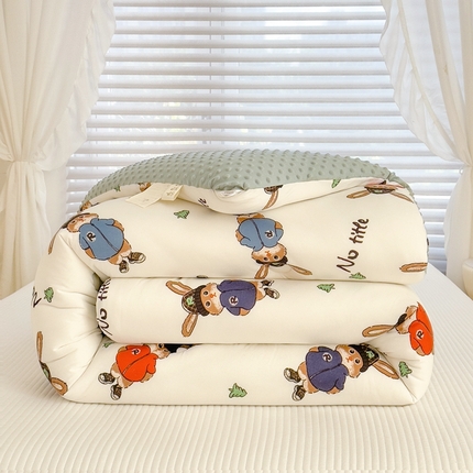 91家纺网 家纺一手货源 找家纺 米菲2023新款A类针织棉豆豆被冬被春秋被被芯被子 0兔博士