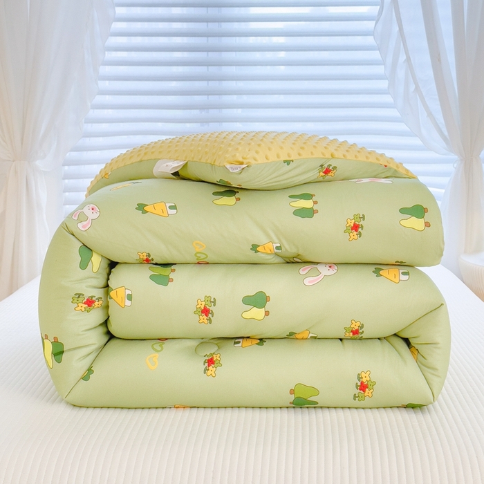 91家纺网 家纺一手货源 找家纺 米菲2023新款A类针织棉豆豆被冬被春秋被被芯被子 欢乐兔