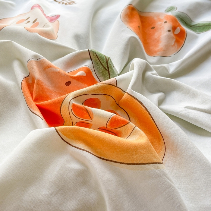 91家纺网 家纺一手货源 找家纺 棉乐町家居 2025新款全棉长绒棉磨毛四件套 柿柿如意