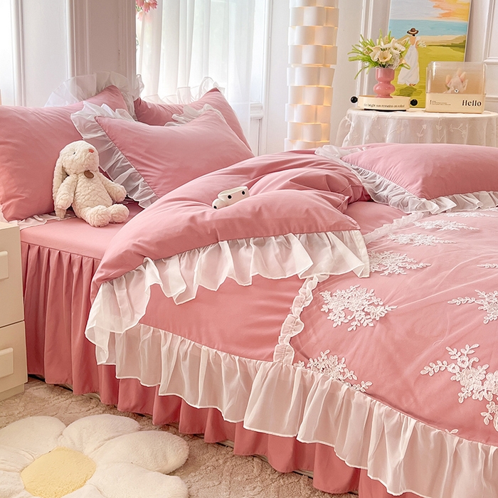 91家纺网 家纺一手货源 找家纺 唐人居 2025新款亲肤磨毛花边款床裙系列--秘密花园 秘密花园-玉