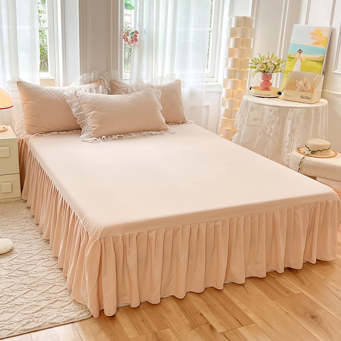 91家纺网 家纺一手货源 找家纺 唐人居 2025新款亲肤磨毛花边款床裙系列--秘密花园 秘密花园-米驼