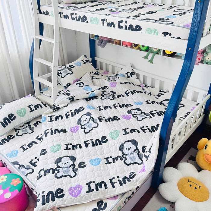 91家纺网 家纺一手货源 找家纺 小虾米 2023新款全棉卡通上下床夹棉系列被套 调皮狗