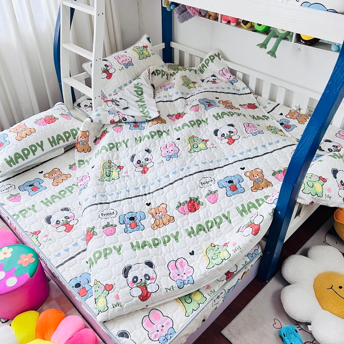 91家纺网 家纺一手货源 找家纺 小虾米 2023新款全棉卡通上下床夹棉系列被套 呆小萌