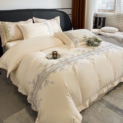 （总）丝印良品 2023新款秋冬保暖锦绣棉简约绣花艾莎系列四件套