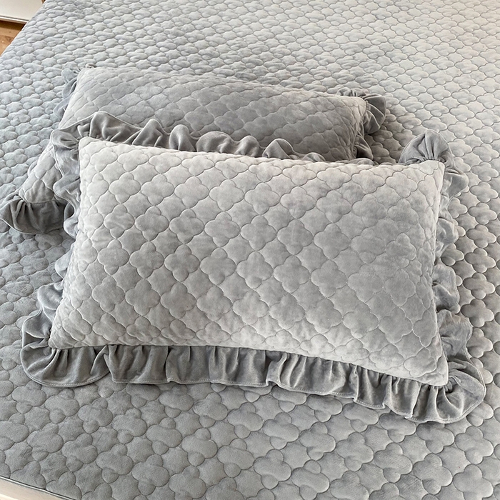 91家纺网 家纺一手货源 找家纺 7V 2023新款宝宝绒床笠牛奶绒360度全包围床笠 高级灰