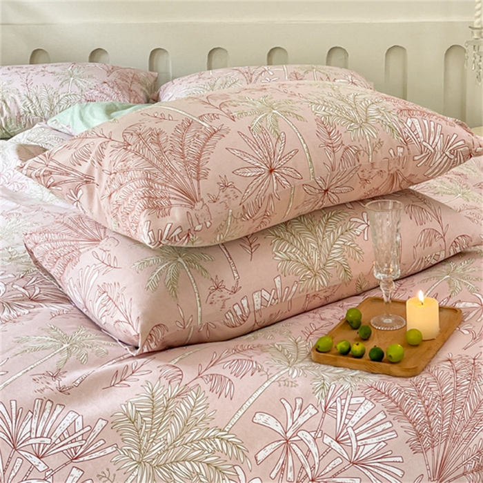 91家纺网 家纺一手货源 找家纺 首爱家纺 2025新款全棉长绒棉磨毛四件套 南枝