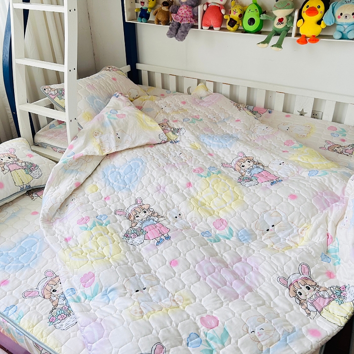 91家纺网 家纺一手货源 找家纺 小虾米 2023新款全棉卡通上下床夹棉系列被套 安琪拉