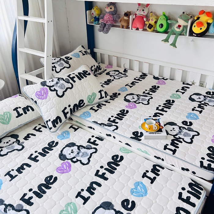 91家纺网 家纺一手货源 找家纺 小虾米 2023新款全棉卡通上下床夹棉系列床笠 调皮狗