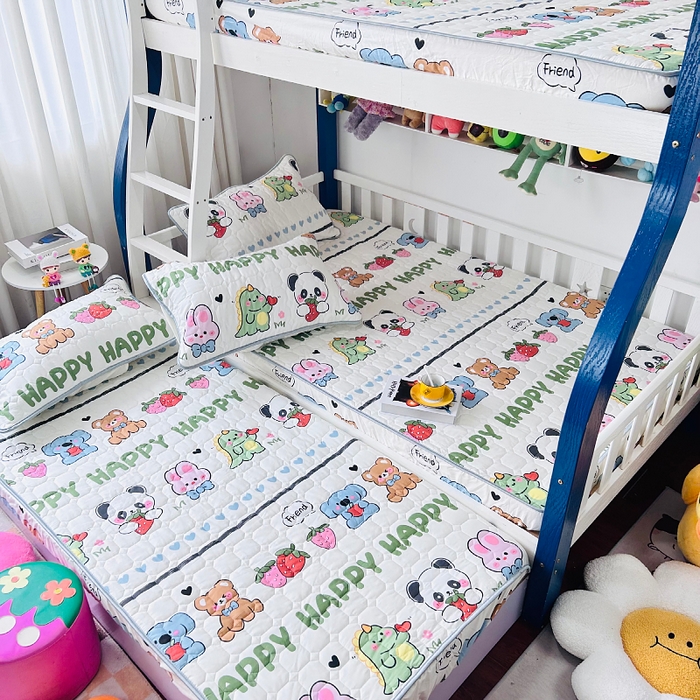 91家纺网 家纺一手货源 找家纺 小虾米 2023新款全棉卡通上下床夹棉系列床笠 呆小萌