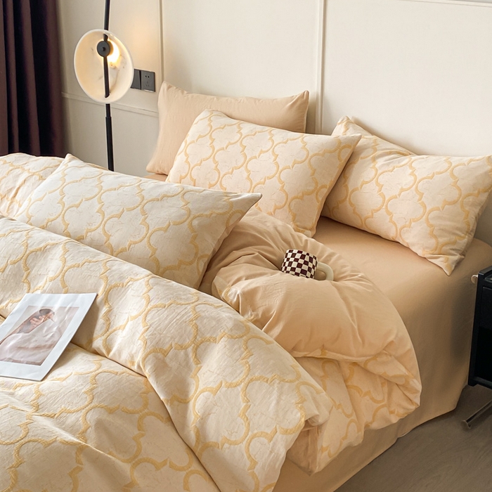 91家纺网 家纺一手货源 找家纺 ab家纺 2023新款沐云提花套件 沐云杏