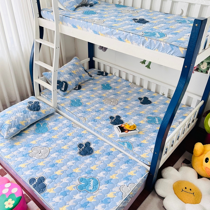 91家纺网 家纺一手货源 找家纺 小虾米 2023新款全棉卡通上下床夹棉系列床笠 千鸟格