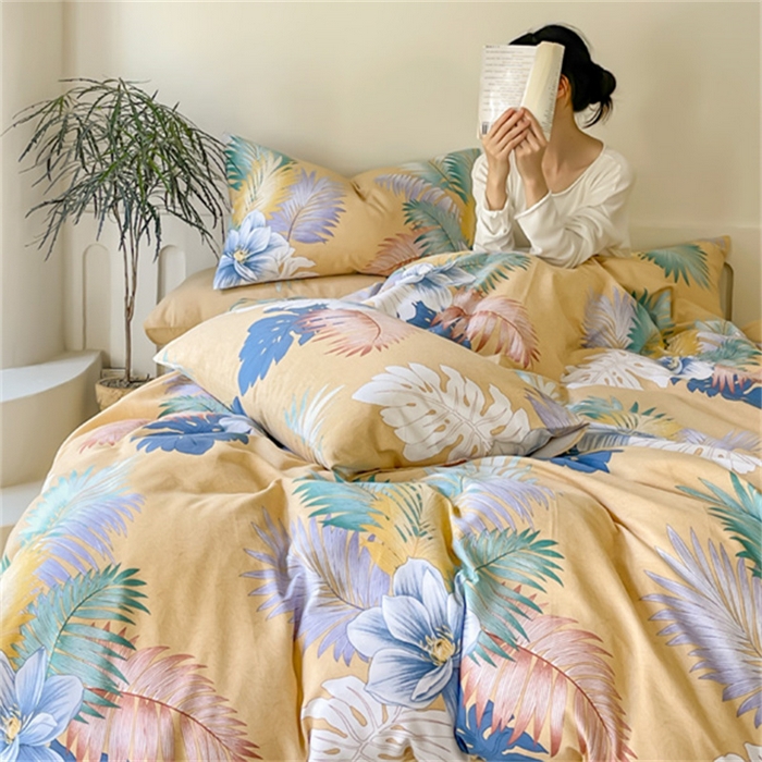 91家纺网 家纺一手货源 找家纺 棉乐町家居 2025新款全棉长绒棉磨毛四件套 春山居