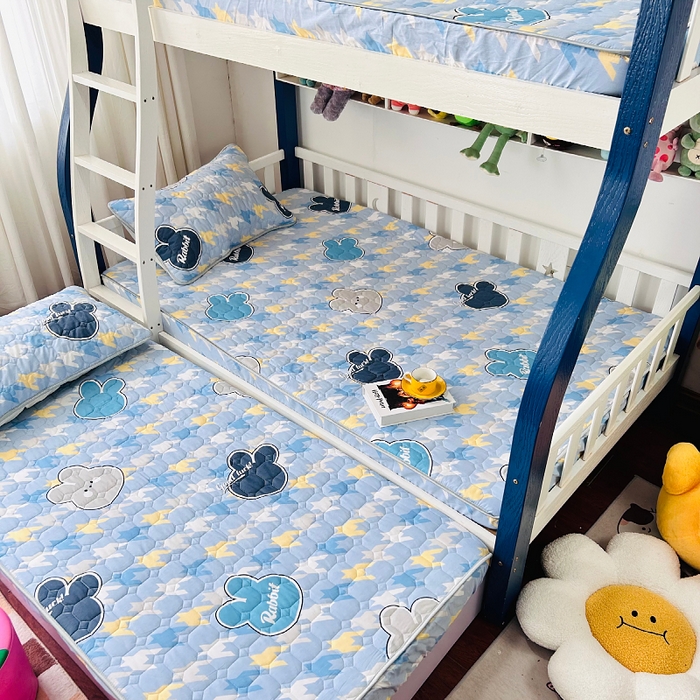 91家纺网 家纺一手货源 找家纺 小虾米 2023新款全棉卡通上下床夹棉系列床笠 千鸟格