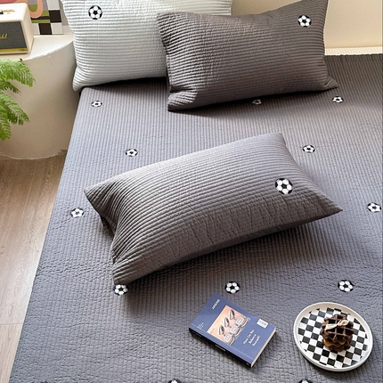 诗黛尔 2023秋冬新款全棉刺绣床单三件套可搭配被套 云烟灰