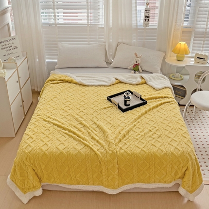 91家纺网 家纺一手货源 找家纺 （总）艾咪 新款高克重加厚塔芙绒双层毯子羊羔绒毛毯