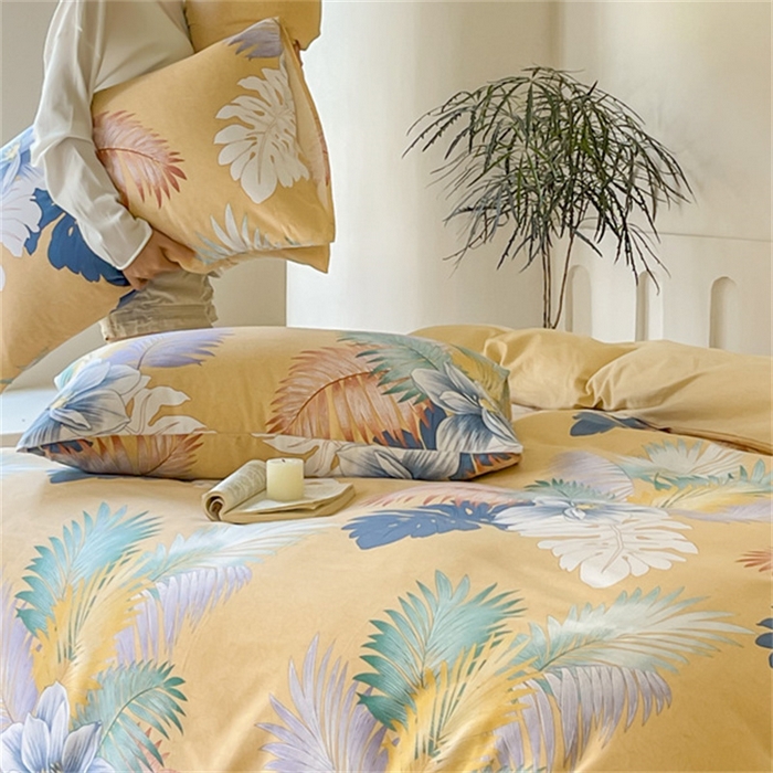 91家纺网 家纺一手货源 找家纺 棉乐町家居 2025新款全棉长绒棉磨毛四件套 春山居