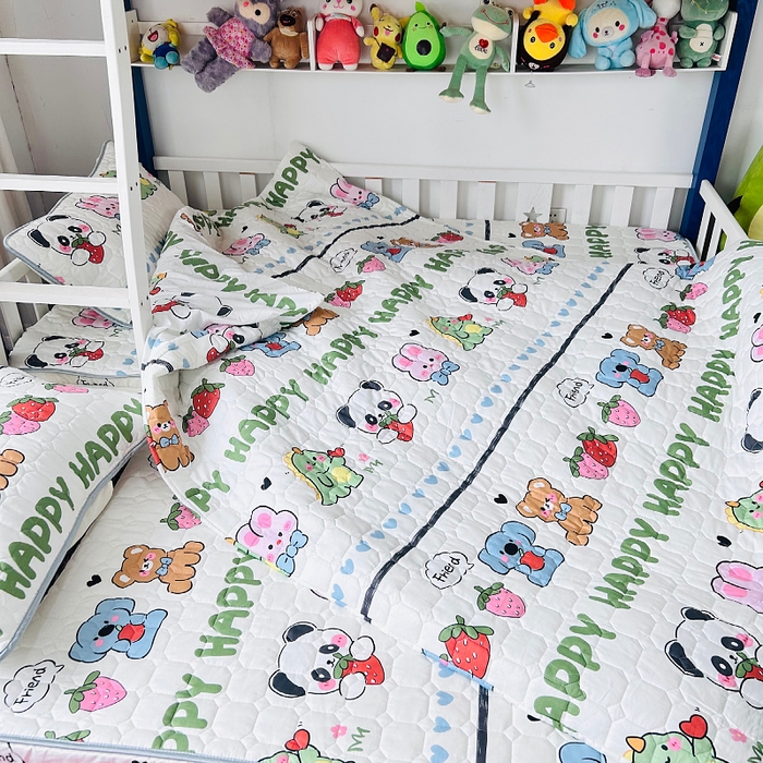 91家纺网 家纺一手货源 找家纺 小虾米 2023新款全棉卡通上下床夹棉系列被套 呆小萌