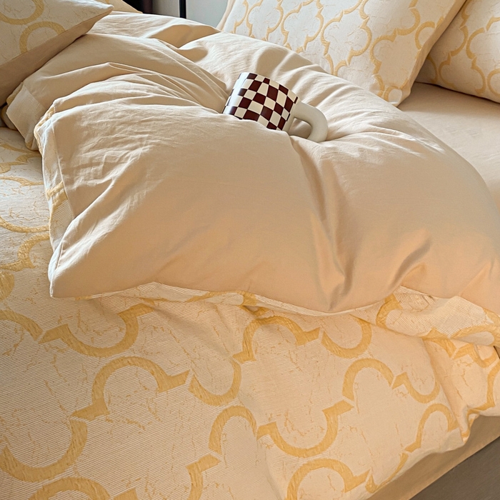 91家纺网 家纺一手货源 找家纺 ab家纺 2023新款沐云提花套件 沐云杏