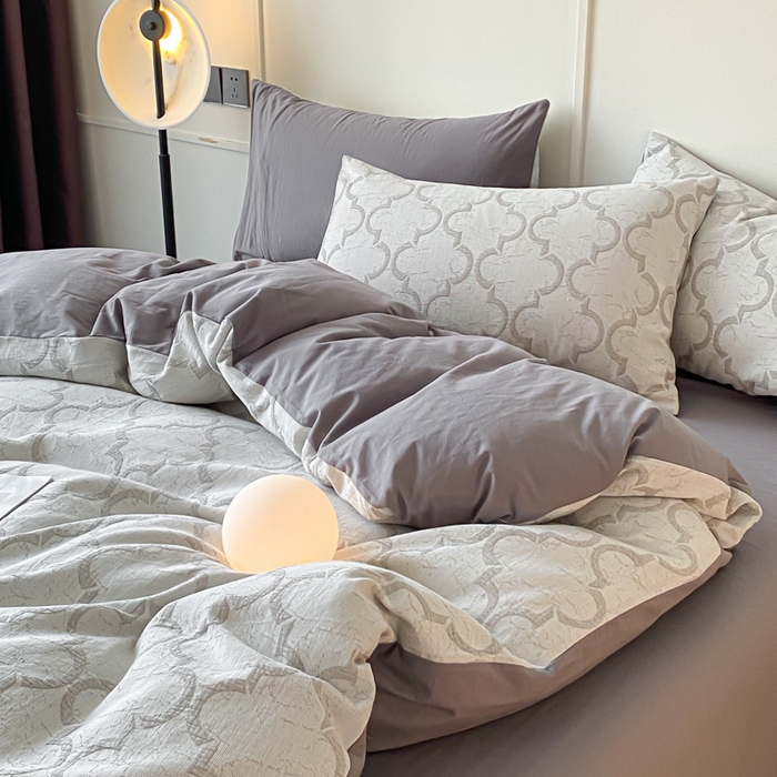 91家纺网 家纺一手货源 找家纺 ab家纺 2023新款沐云提花套件 沐云灰