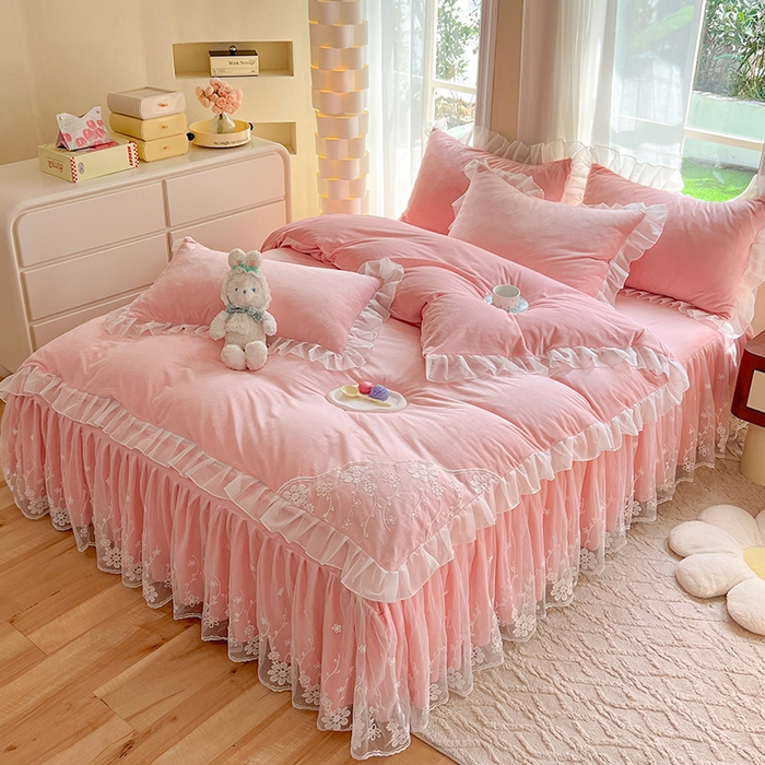 91家纺网 家纺一手货源 找家纺 唐人居 2025新款宝宝绒米朵系列-床裙 米朵-玉