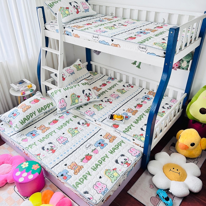 91家纺网 家纺一手货源 找家纺 小虾米 2023新款全棉卡通上下床夹棉系列床笠 呆小萌