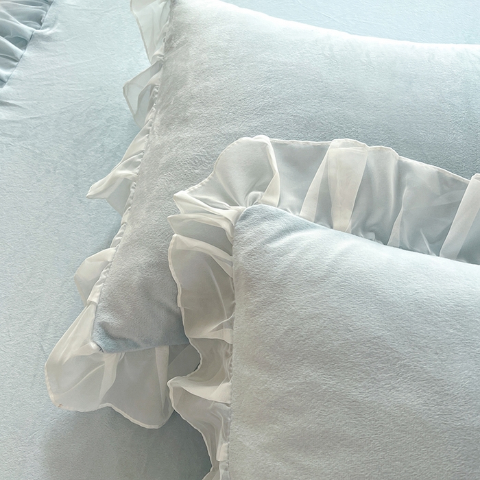 91家纺网 家纺一手货源 找家纺 唐人居 2025新款宝宝绒米朵系列-床裙 米朵-浅蓝