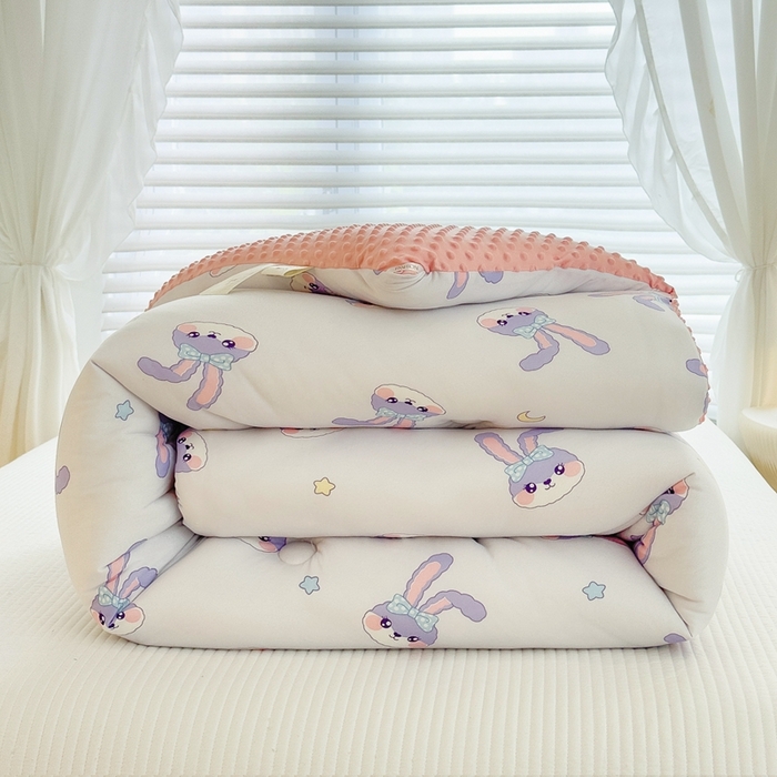 91家纺网 家纺一手货源 找家纺 米菲2023新款A类针织棉豆豆被冬被春秋被被芯被子 星兔兔