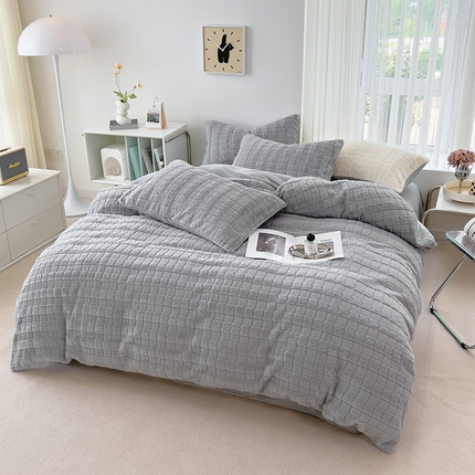 丝印良品 2023秋冬新款320克兔兔绒四件套 典雅灰