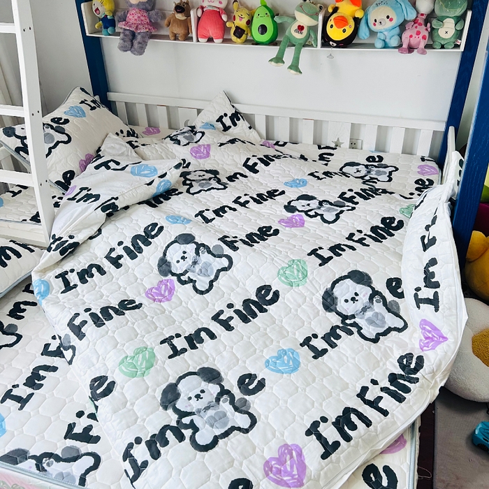 91家纺网 家纺一手货源 找家纺 小虾米 2023新款全棉卡通上下床夹棉系列被套 调皮狗