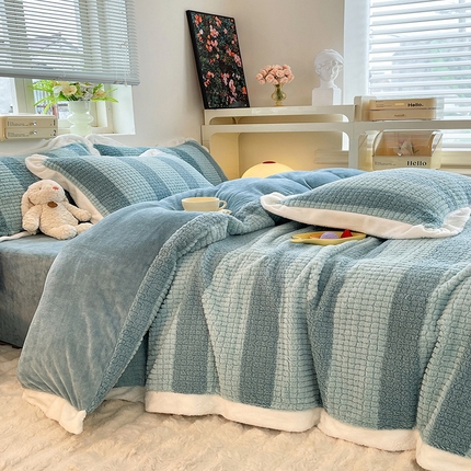 丝印良品 2023新款泰迪绒兔绒牛奶绒四件套 泰迪绒-湖绿