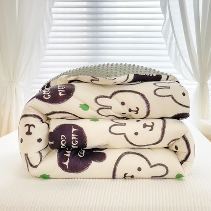 91家纺网 家纺一手货源 找家纺 米菲2023新款A类针织棉豆豆被冬被春秋被被芯被子 萌萌兔