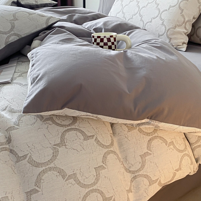 91家纺网 家纺一手货源 找家纺 ab家纺 2023新款沐云提花套件 沐云灰