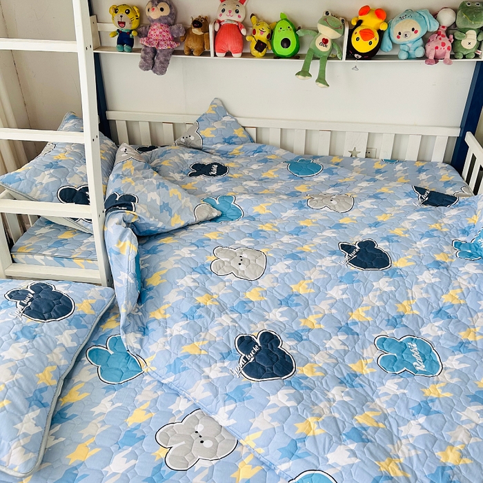 91家纺网 家纺一手货源 找家纺 小虾米 2023新款全棉卡通上下床夹棉系列被套 千鸟格