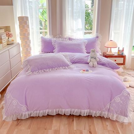 唐人居 2025新款宝宝绒米朵系列-床裙 米朵-浅紫