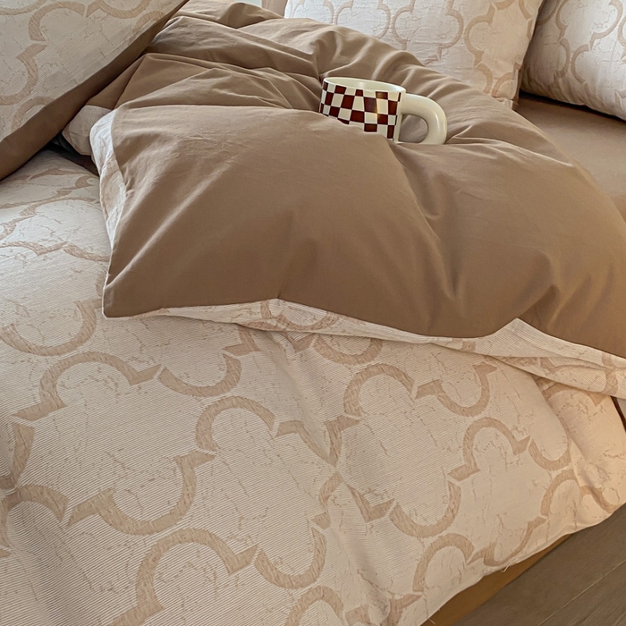 91家纺网 家纺一手货源 找家纺 ab家纺 2023新款沐云提花套件 沐云咖