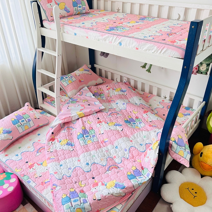 91家纺网 家纺一手货源 找家纺 小虾米 2023新款全棉卡通上下床夹棉系列被套 甜甜的梦粉