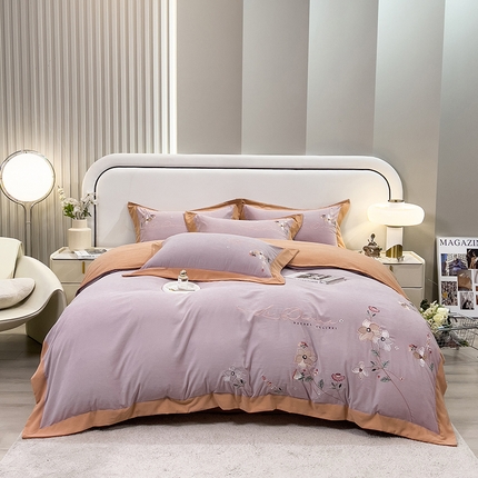 91家纺网 家纺一手货源 找家纺 （总）丝印良品 2023新款秋冬保暖云锦棉刺绣宽边盛夏光年系列四件套