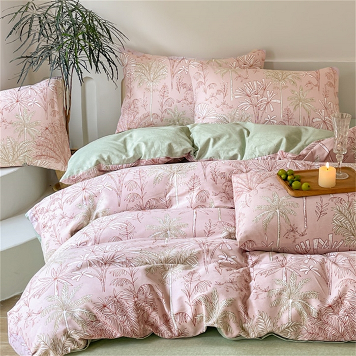 91家纺网 家纺一手货源 找家纺 首爱家纺 2025新款全棉长绒棉磨毛四件套 南枝