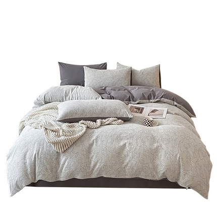 91家纺网 家纺一手货源 找家纺 ab家纺 2023新款沐云提花套件 线条灰