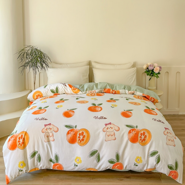 91家纺网 家纺一手货源 找家纺 棉乐町家居 2025新款全棉长绒棉磨毛四件套 柿柿如意