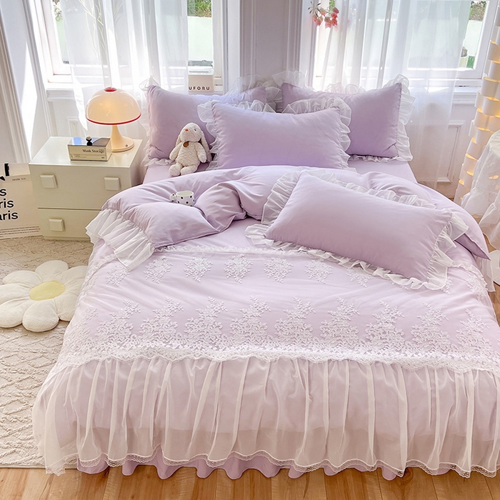 91家纺网 家纺一手货源 找家纺 （总）唐人居 2025新款亲肤磨毛花边款床裙系列--秘密花园