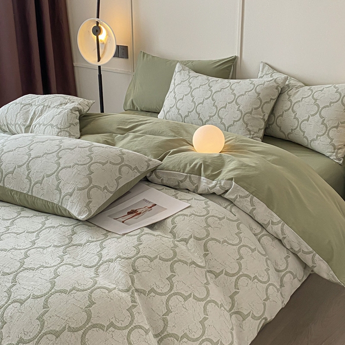 91家纺网 家纺一手货源 找家纺 ab家纺 2023新款沐云提花套件 沐云绿